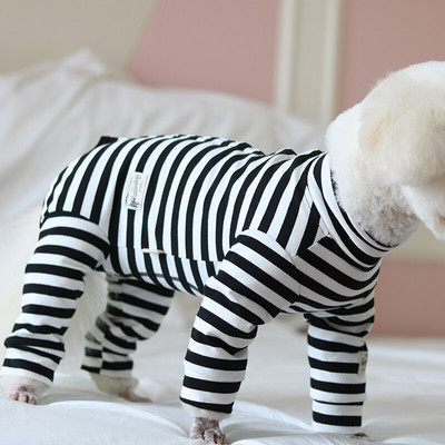Overal pre domácich miláčikov, tenké oblečenie pre šteniatka, 100% bavlnené pruhované overaly, chrániace bruško, pyžamo pre malé psy, čivava, pudel, mikina