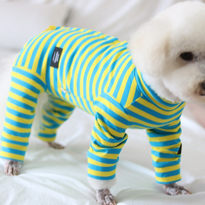 Overal pre domácich miláčikov, tenké oblečenie pre šteniatka, 100% bavlnené pruhované overaly, chrániace bruško, pyžamo pre malé psy, čivava, pudel, mikina
