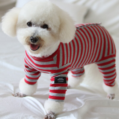 Overal pre domácich miláčikov, tenké oblečenie pre šteniatka, 100% bavlnené pruhované overaly, chrániace bruško, pyžamo pre malé psy, čivava, pudel, mikina