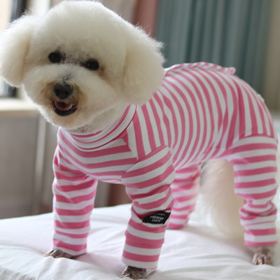 Overal pre domácich miláčikov, tenké oblečenie pre šteniatka, 100% bavlnené pruhované overaly, chrániace bruško, pyžamo pre malé psy, čivava, pudel, mikina