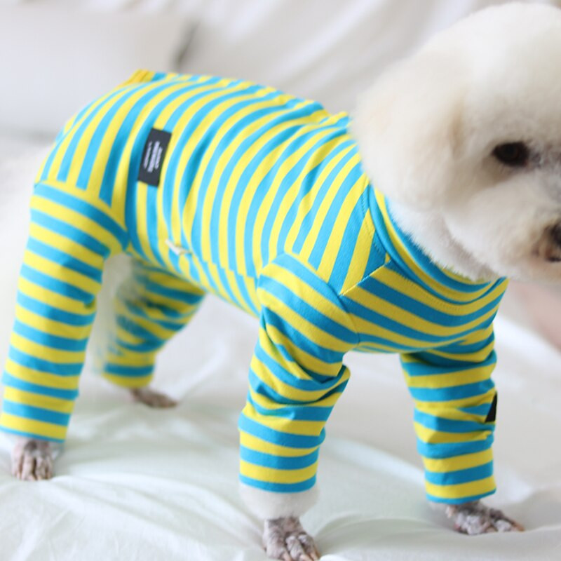Overal pre domácich miláčikov, tenké oblečenie pre šteniatka, 100% bavlnené pruhované overaly, chrániace bruško, pyžamo pre malé psy, čivava, pudel, mikina