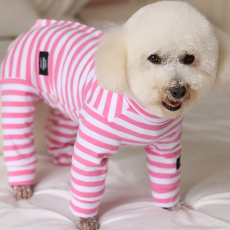 Overal pre domácich miláčikov, tenké oblečenie pre šteniatka, 100% bavlnené pruhované overaly, chrániace bruško, pyžamo pre malé psy, čivava, pudel, mikina