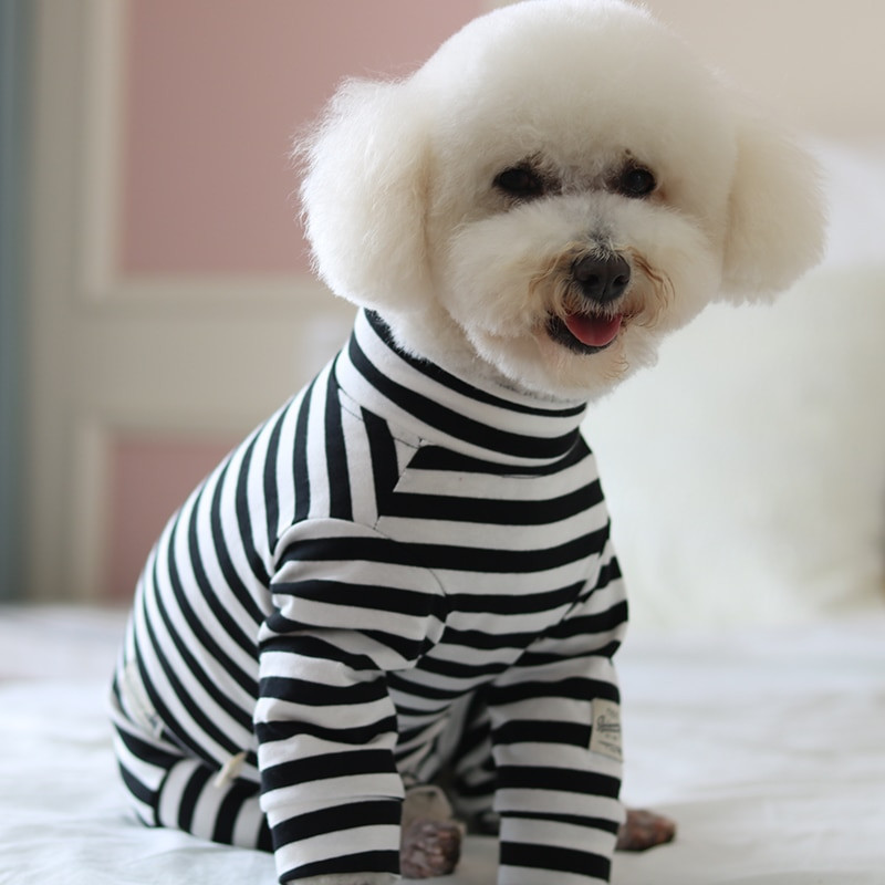 Overal pre domácich miláčikov, tenké oblečenie pre šteniatka, 100% bavlnené pruhované overaly, chrániace bruško, pyžamo pre malé psy, čivava, pudel, mikina