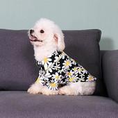 Teddy Pomeranian Beach Holiday Idylické tričko so psom Tričko s potlačou chryzantém, obojstranná bavlnená vesta s gombíkovým dizajnom na leto