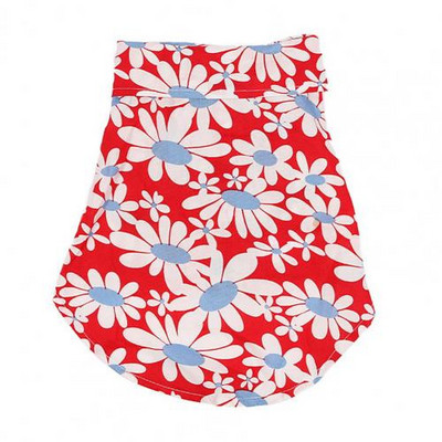 Teddy Pomeranian Beach Holiday Idylické tričko so psom Tričko s potlačou chryzantém, obojstranná bavlnená vesta s gombíkovým dizajnom na leto