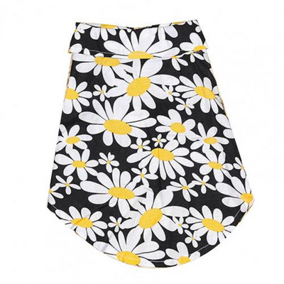 Teddy Pomeranian Beach Holiday Idylické tričko so psom Tričko s potlačou chryzantém, obojstranná bavlnená vesta s gombíkovým dizajnom na leto