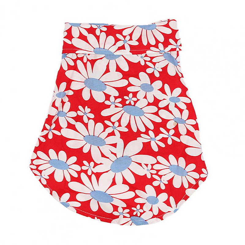 Teddy Pomeranian Beach Holiday Idylické tričko so psom Tričko s potlačou chryzantém, obojstranná bavlnená vesta s gombíkovým dizajnom na leto