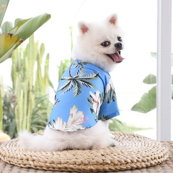 Летни тениски за кучета Хавайски плажен стил Тънки дишащи дрехи за кучета за малки кучета Кученце Домашен любимец Котка Жилетка Чихуахуа Йорки Пудел