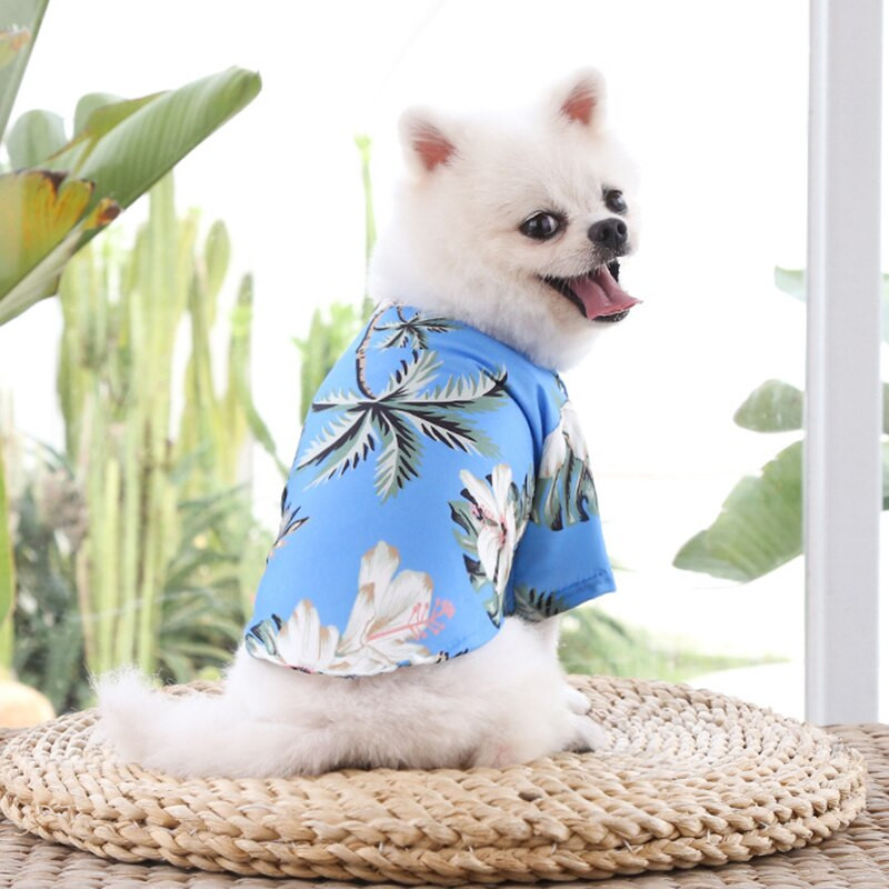 Suvised koera T-särgid Hawaii Beach Style õhukesed hingavad koerariided väikestele koertele Kutsikas Lemmikkass Vest Chihuahua Yorkies Poodle