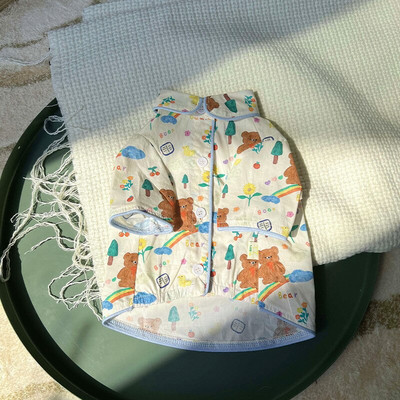 Letné tenké roztomilé potlačené oblečenie pre psov, priedušné bavlnené kontrastné farebné tričko pre psov, vhodné pre malého psa, čivavu a yorkshirský štýl.