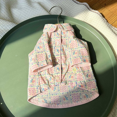 Letné tenké roztomilé potlačené oblečenie pre psov, priedušné bavlnené kontrastné farebné tričko pre psov, vhodné pre malého psa, čivavu a yorkshirský štýl.