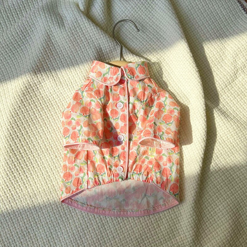 Letné tenké roztomilé potlačené oblečenie pre psov, priedušné bavlnené kontrastné farebné tričko pre psov, vhodné pre malého psa, čivavu a yorkshirský štýl.