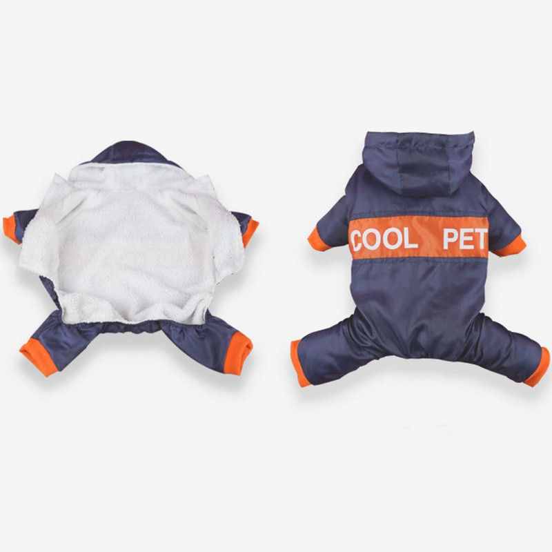 Naminių gyvūnėlių kombinezonas su raidžių spausdinimu, ištraukiamas Hem naminių gyvūnėlių šliaužtinukas su gobtuvu, pastorintas vėjui atsparus poliesteris, keturių antblauzdžių naminis kostiumas meškiukui