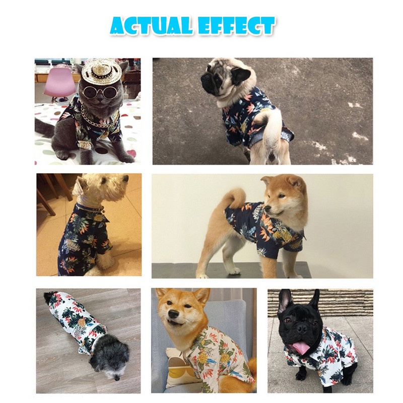 Vasariniai šunų kačių marškinėliai Paplūdimio liemenė Mieli spausdinti Hawaii Beach Pet Drabužiai Gėlėti marškinėliai mažam dideliam šuniui Čihuahua Frech Fulldog
