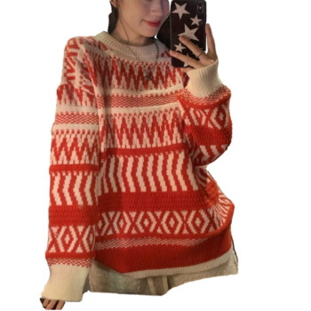 Зимен пуловер за бременни с дълъг ръкав и овално деколте