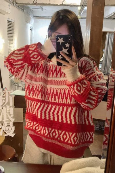 Rasedate talvekampsun pikkade varrukate ja ovaalse kaelusega