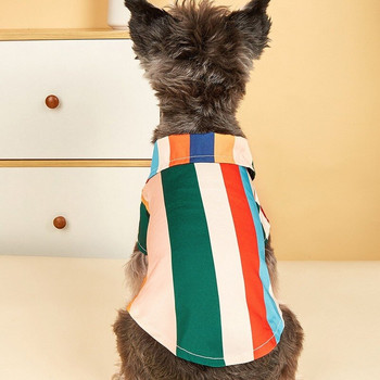 Πολύχρωμο ριγέ πουκάμισο Ρούχα σκυλιών Μόδα πουκάμισα Μικρά ρούχα για σκύλους Kawaii Yorkshire Καλοκαιρινό αναπνεύσιμο χαριτωμένο κοστούμι αντικείμενα για κατοικίδια