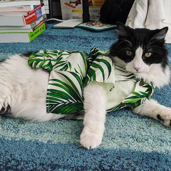 Καλοκαιρινά ρούχα για κατοικίδια μόδα Ευρωπαϊκά και αμερικανικά λουλούδια Χαβάης πουκάμισα κουταβιών για γάτα Casual ρούχα για σκύλους για το σπίτι Μικρά ρούχα για σκύλους