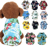 Cămăși de plajă de vară câine drăguț Hawaii ocazional animal de companie îmbrăcăminte pisică tricou floral pentru câini de talie mică chiahuahua franceză fulldog 10A