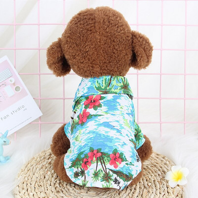 Cămăși de plajă de vară câine drăguț Hawaii ocazional animal de companie îmbrăcăminte pisică tricou floral pentru câini de talie mică chiahuahua franceză fulldog 10A