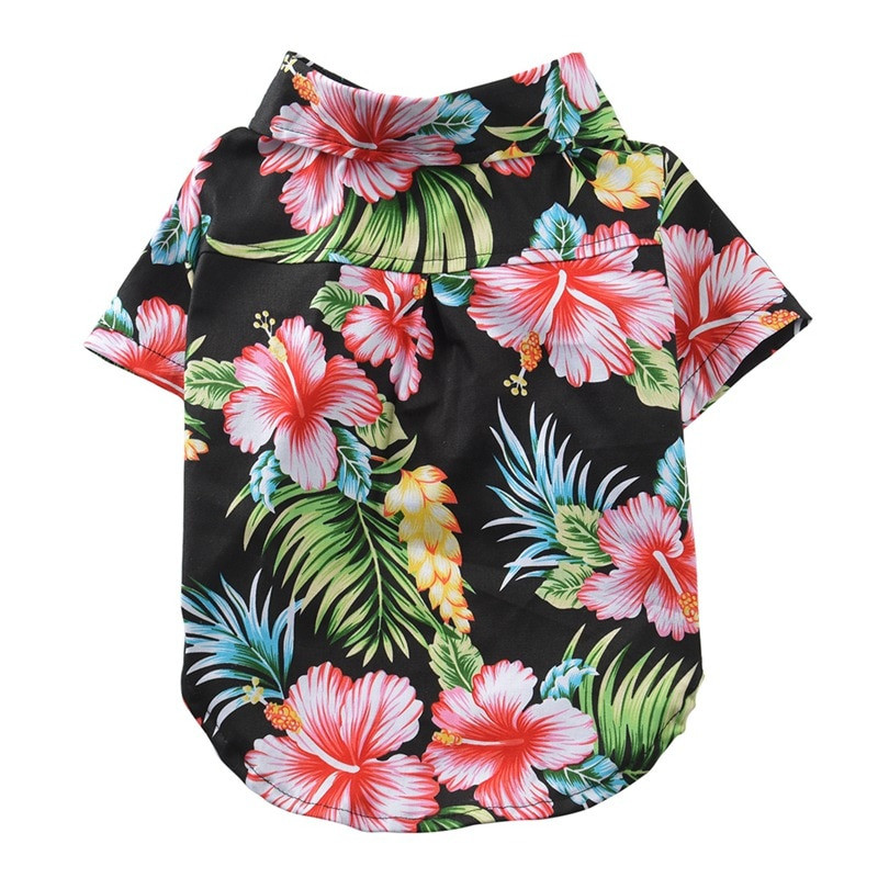 Cămăși de plajă de vară câine drăguț Hawaii ocazional animal de companie îmbrăcăminte pisică tricou floral pentru câini de talie mică chiahuahua franceză fulldog 10A
