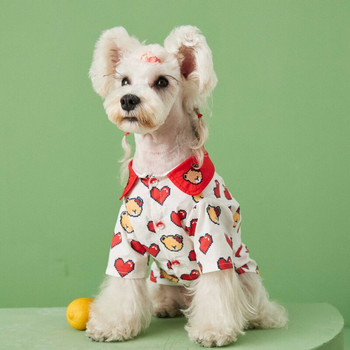 Ρούχα για σκύλους κατοικίδιων ζώων Καλοκαιρινό λεπτό πουκάμισο για σκύλους Ρούχα γάτας Μικρή καρδιά Αρκούδα Εκτύπωση Χαριτωμένο κορίτσι μόδας για αγόρι Chihuahua Προϊόντα για κατοικίδια 2023
