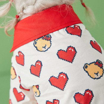 Дрехи за домашни кучета Лятна тънка риза за кучета Облекло Котка Малко сърце Печат на мечка Сладко модно момче Момиче Чихуахуа Продукти за домашни любимци 2023