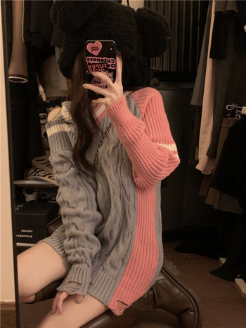 Зимен пуловер за бременни с дълъг ръкав 