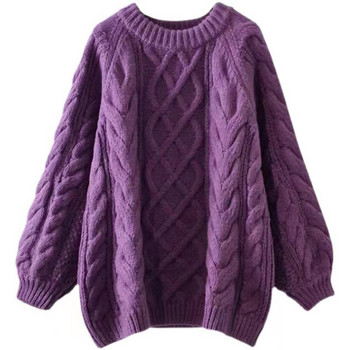 Широк модел зимен пуловер с дълъг ръкав за бременни