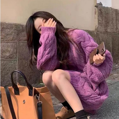 Pulover de iarnă cu mânecă lungă, model largi, de maternitate