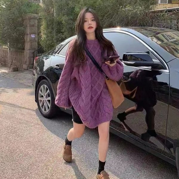 Pulover de iarnă cu mânecă lungă, model largi, de maternitate