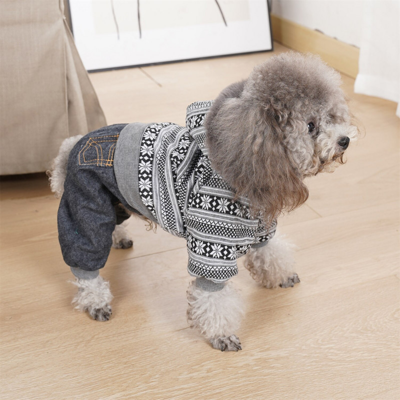 Oblečenie pre psov pre malých psov, zimný teplý luxusný nadýchaný kožušinový obojok s kapucňou, kabát s snehovou vločkou, overal pre domáce zvieratá, bunda Chihuahua