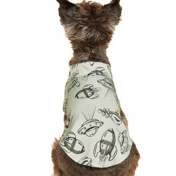 Лятна кучешка тениска с ревери и копчета с ревери с къс ръкав Ежедневно облекло Тениска с котка с щампи Шнауцер Риза за кучета Дрехи за домашни любимци