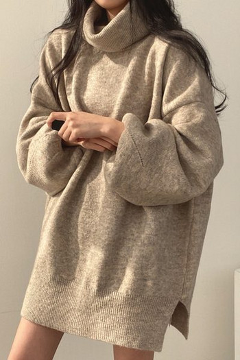 Casual χειμωνιάτικο πουλόβερ εγκυμοσύνης με γιακά πόλο