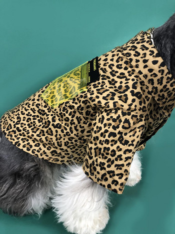 Готини модни дрехи за домашни кучета за кучета Дрехи за кучета с леопардов принт за малки кучета Чихуахуа Памучни ризи за кученца