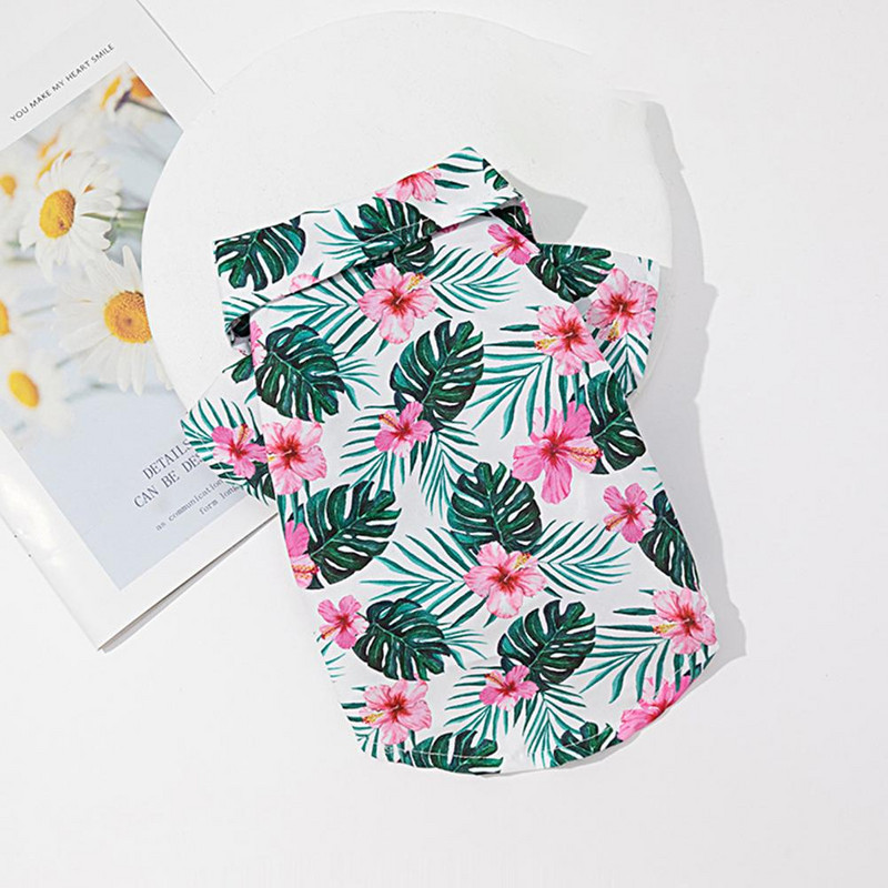 Armas lemmikloomakomplekt, mida on lihtne selga panna ja maha võtta Hoiab soojas tuhmumiskindel suvine lemmikloomakoera kahe jalaga lilledega T-särk