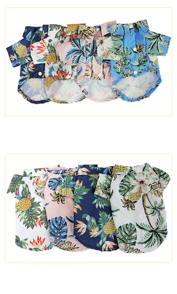 Ризи за домашни любимци с принт с ананас Хавайски дишащи дрехи Котка Куче Летни плажни дрехи Тениска Жилетка Къси ръкави Костюм XS-XXL