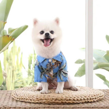 Dog Cat Universal ρούχα μόδας εκτύπωσης Hawaii Beach Καλοκαιρινό μπλουζάκι για μικρό σκύλο Puppy French Bulldog Pet Cool κοντομάνικο