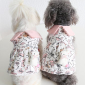 Nahasõbralik Hoiab soojas koeramantel kostüüm läbipaistva trükiga lemmikloomariided hingav pleekimiskindel pehmus koera jope