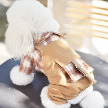 Удобни дрехи за кучета с голям джоб, зимни удебелени, устойчиви на студ, топли дрехи за домашни любимци, модни гащеризони за кучета, костюми на йоркширска котка