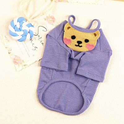 Haine pentru câini de primăvară vară Salopete subțiri pentru pisici pentru animale de companie Tricou cu mâneci lungi în trei culori cu prosop cu saliva Haine pentru cățeluși Kawaii