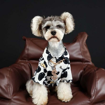 Haine pentru animale de companie de vară, subțire, vacanță, model de vaci, cămașă pentru câini, schnauzer, chihuahua, bichon, pisică, haine pentru câini mici, cățeluș cu mânecă scurtă