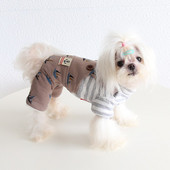 Oblečenie pre psov s potlačou plachetnice, pruhmi a šteniatkami pre štyroch nohách, zimný overal pre psov