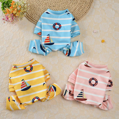 Mājdzīvnieku kombinezons ar augstu elastību mājdzīvnieku mājas apģērbs Stripe Print Pet Pidžamas