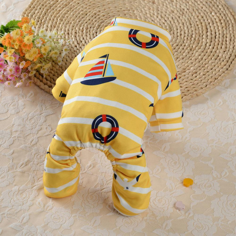 Salopetă pentru animale de companie, elasticitate ridicată, haine pentru casă pentru animale de companie, pijamale cu imprimeu în dungi