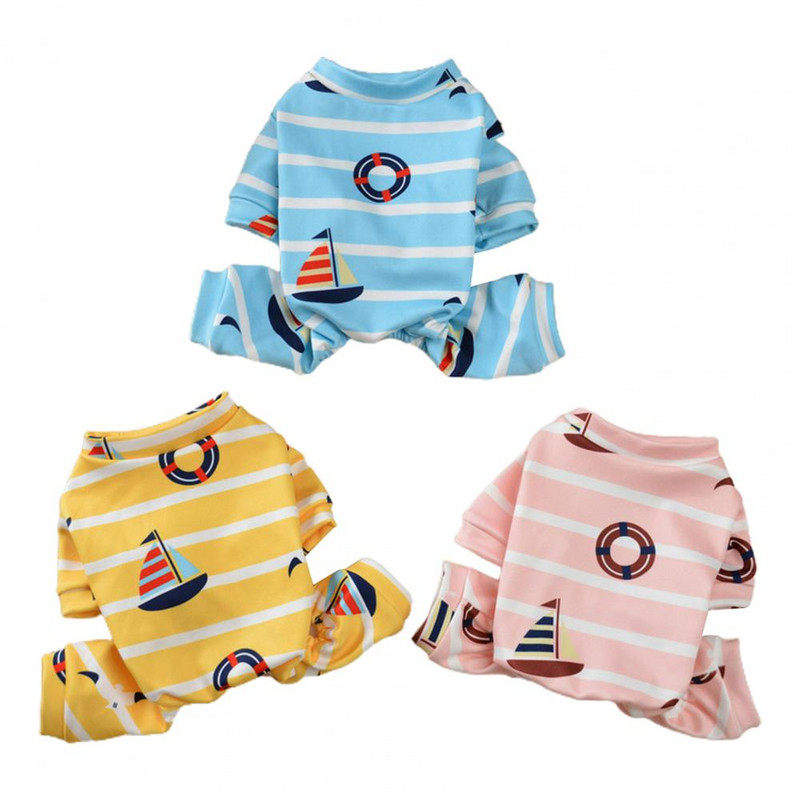 Salopetă pentru animale de companie, elasticitate ridicată, haine pentru casă pentru animale de companie, pijamale cu imprimeu în dungi