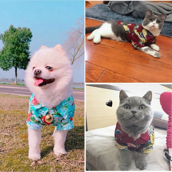 Πουκάμισα για σκύλους Ρούχα Καλοκαιρινά ρούχα παραλίας γιλέκο για γάτες Σκυλιά ρούχα λουλουδάτο μπλουζάκι Χαβάης για μικρό μεγάλο σκυλί Τσιουάουα