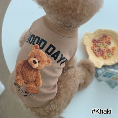 Sügistalvise kutsika kapuutsiga riided Cartoon Bear T särk Vest kassi kampsun taskuga Big Dog Sportsärk Lemmikloom Vest Lemmikloomade riided