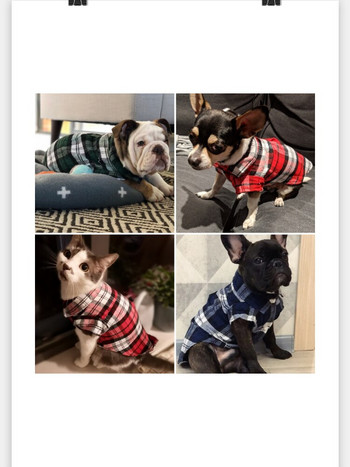 Ρούχα για μικρόσωμο σκύλο για γάτα Καρό πουκάμισο πέτο παλτό μπουφάν Ρούχα στολή Μπλούζες για σκύλους Αξεσουάρ Ρούχα για μικρό σκύλο