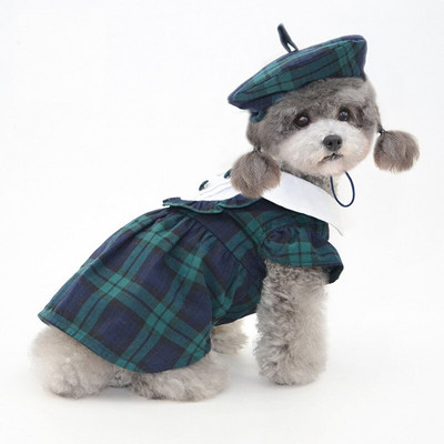 Suknelė šunims Vasariniai naminiai drabužiai kačių šuniukų suknelės Jorkšyro bichon pudelis Pomeranijos šunų drabužiai saulės kepurė, kostiumai